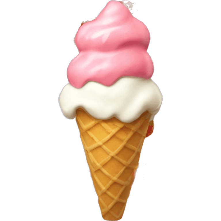 Eating a strawberry ice cream cone emoji