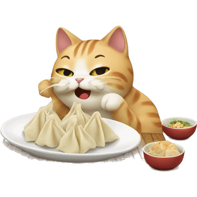 Cat eating dumplings emoji