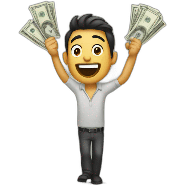 hombre saltando feliz mucho money dinero emoji