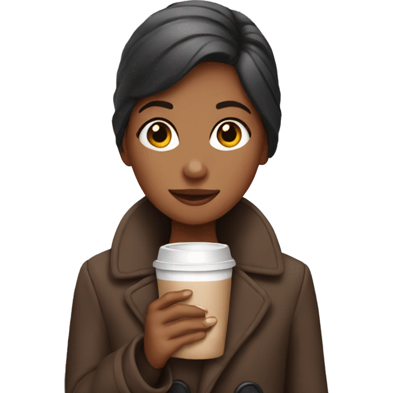 Girl wearing a coat holding hot chocolate  emoji