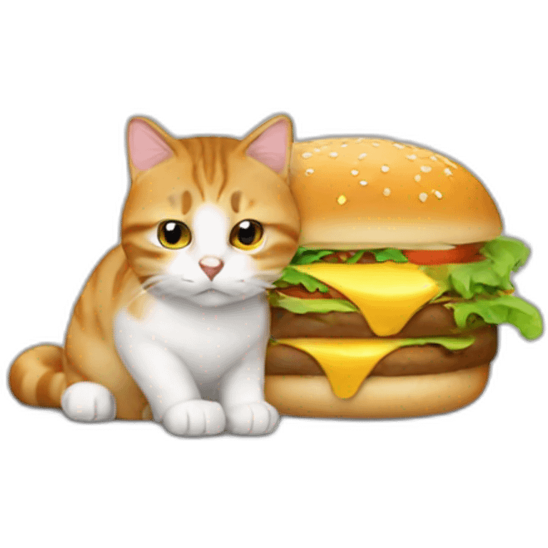 Un chat avec un hamburger emoji