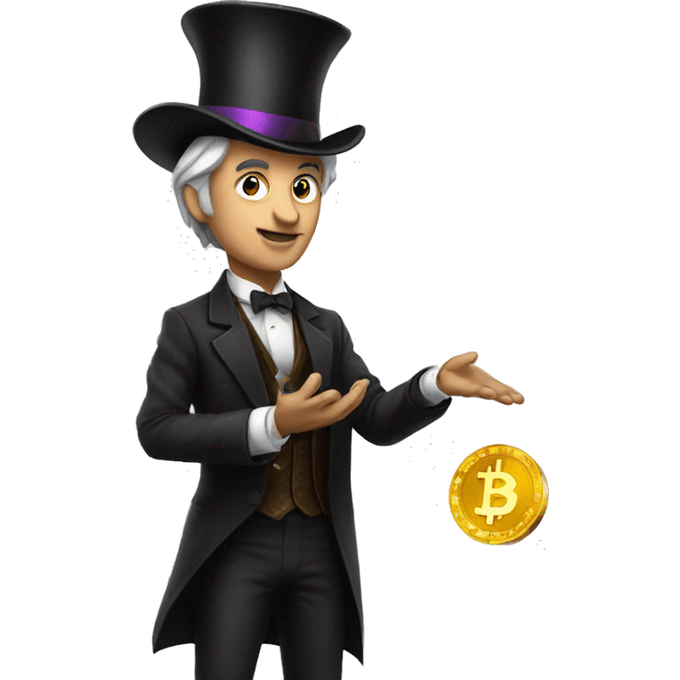 magician with a crypto currency in hand  emoji