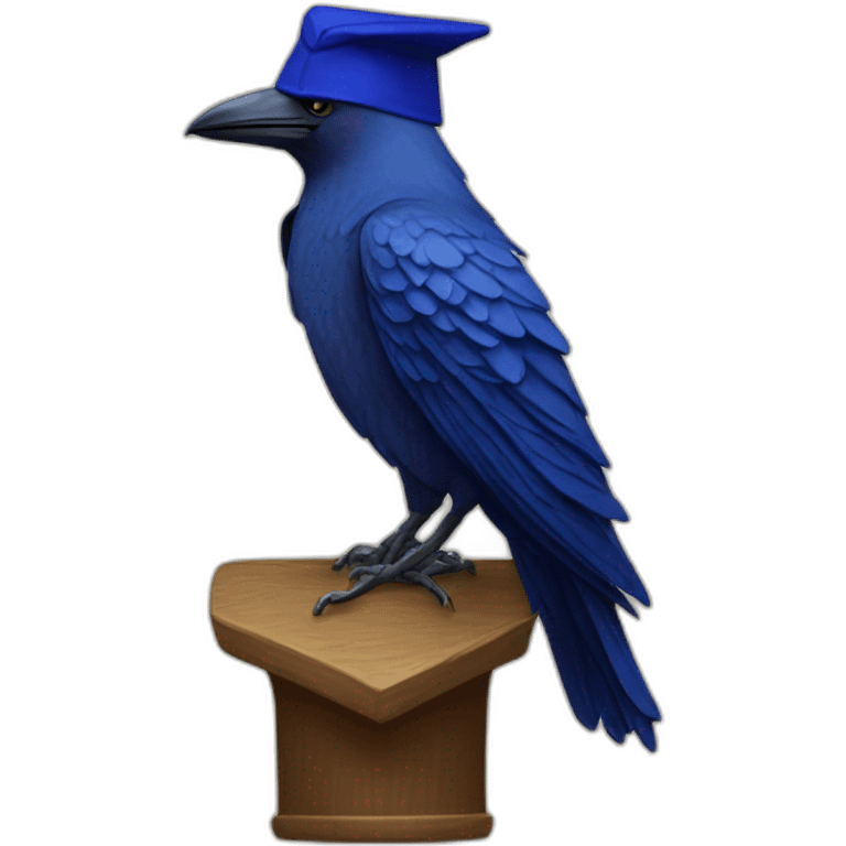 Blue Crow with alumni hat and mantle emoji