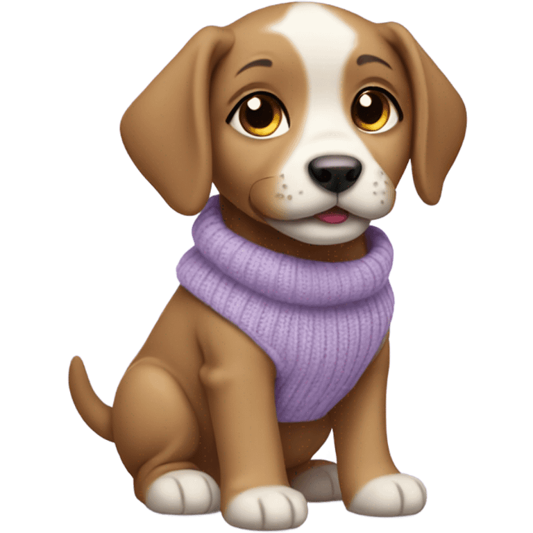 cute puppy wearing a light purple sweater  emoji