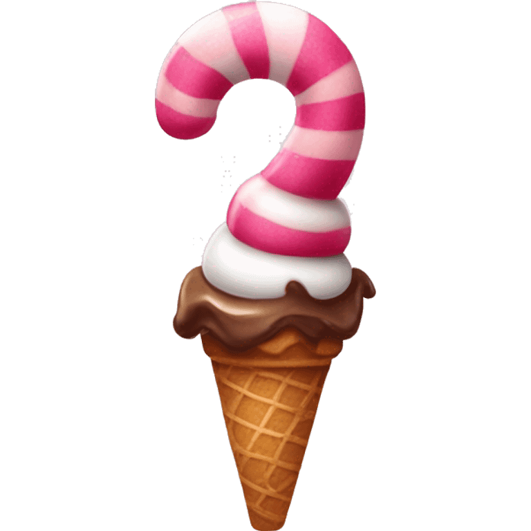 Pink candy cane with ice cream Sunday  emoji