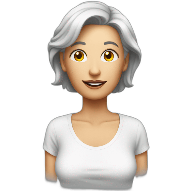 mature female semi wearing completely transparent t-shirt emoji