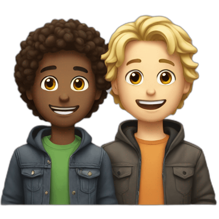 Two best friends hanging out both boys emoji