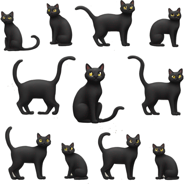 Black cat with long tail emoji