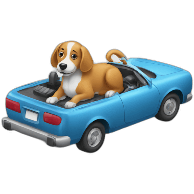 Dog cleaning car emoji