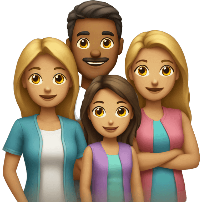 familia de 3 mujeres y 1 hombre emoji