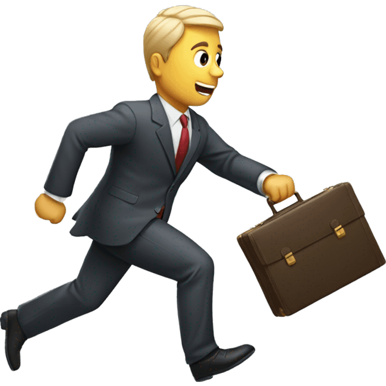 man running in office suit with case in hand  emoji