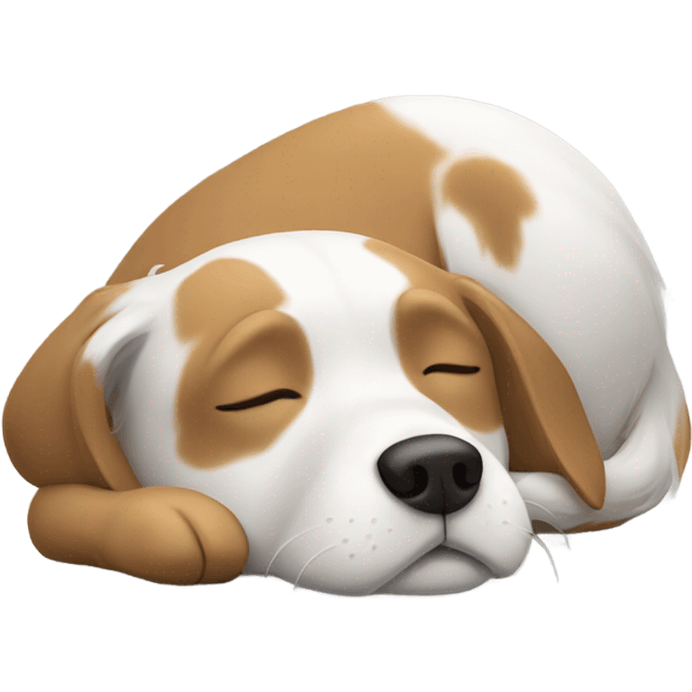 sleeping back and white dog emoji