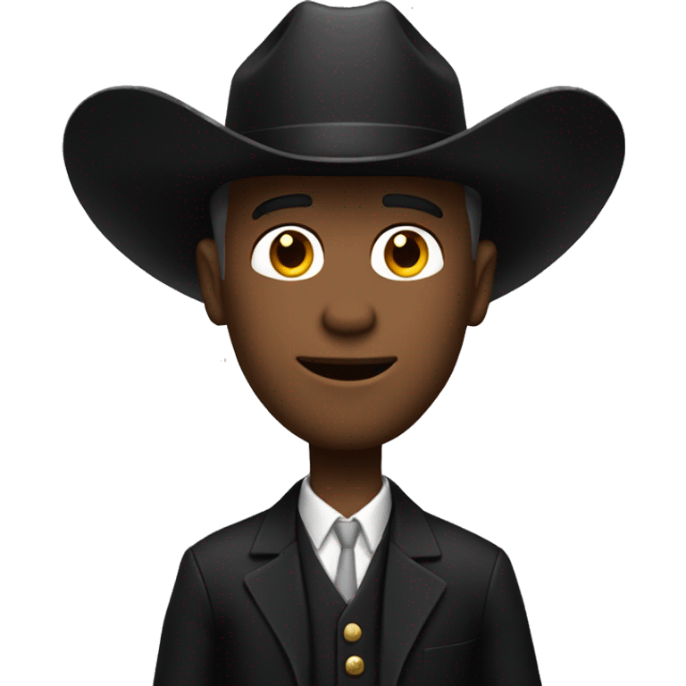 White man in a black suit with a cowboy hat emoji