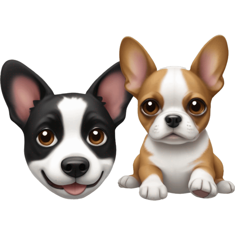 Corgi and baby Boston terrier emoji