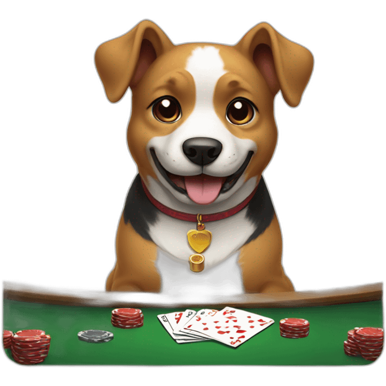 cute dog playing poker emoji