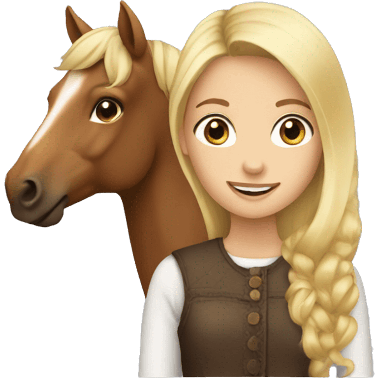 Blonde haired girl with a brown horse emoji