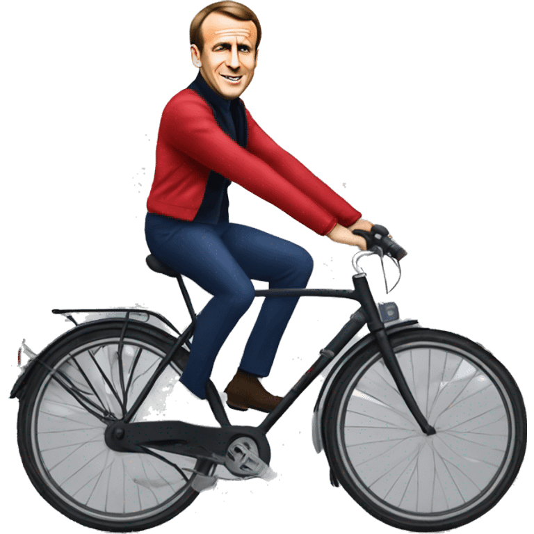 Emmanuel Macron sur un vélo emoji