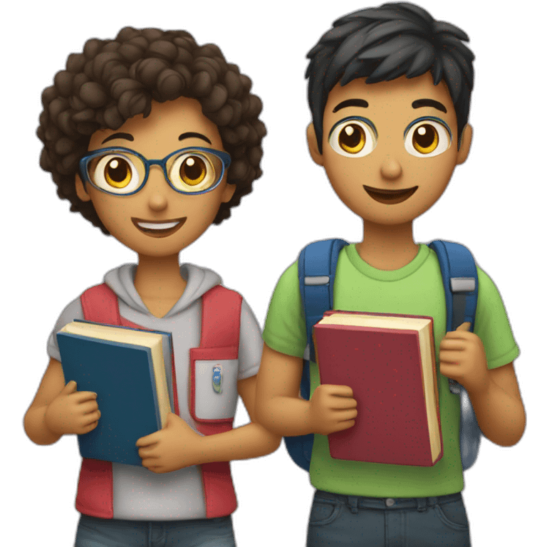 A student and a classmate holding books emoji