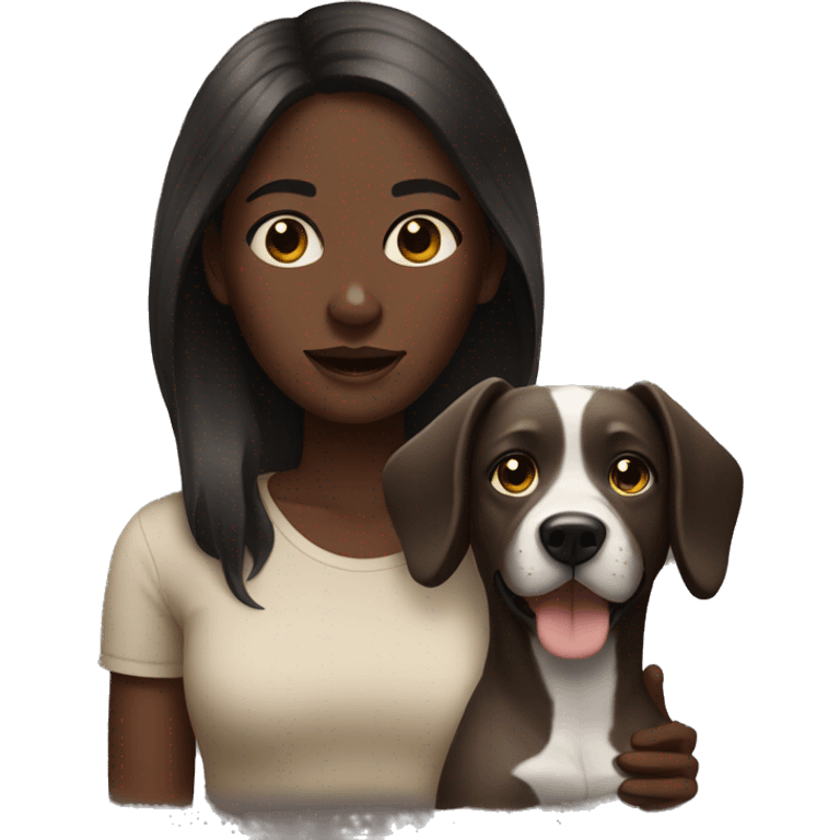 Dark skin girl with dog emoji