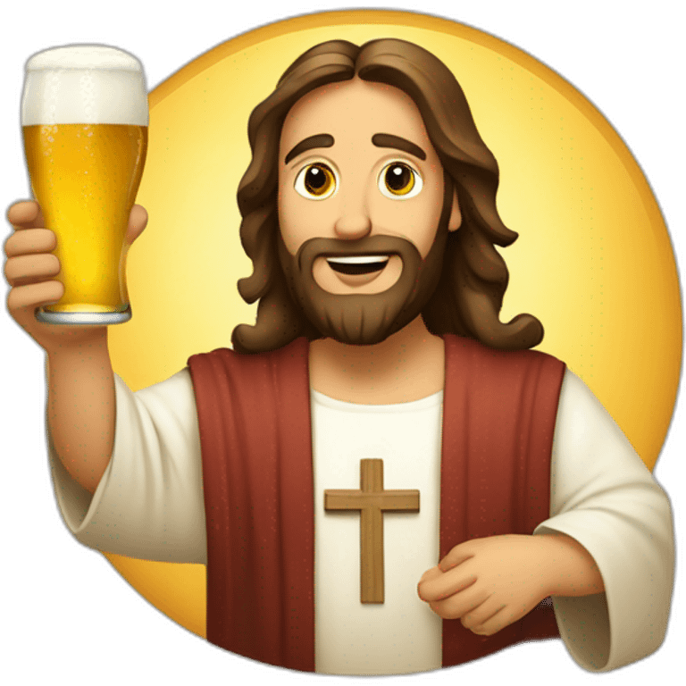 Jésus avec une bière emoji