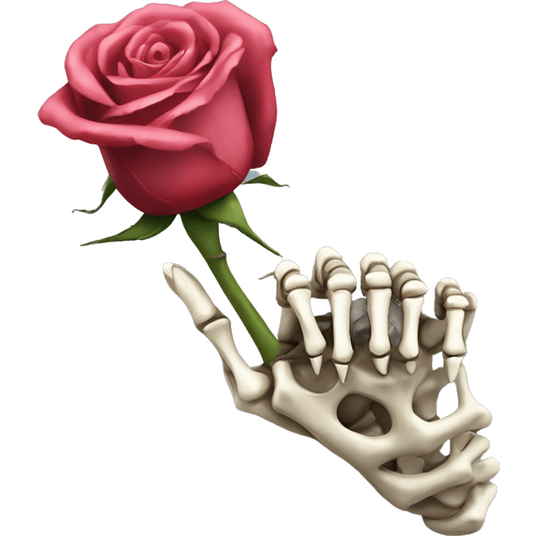 two finger up hand skeleton with a rose emoji