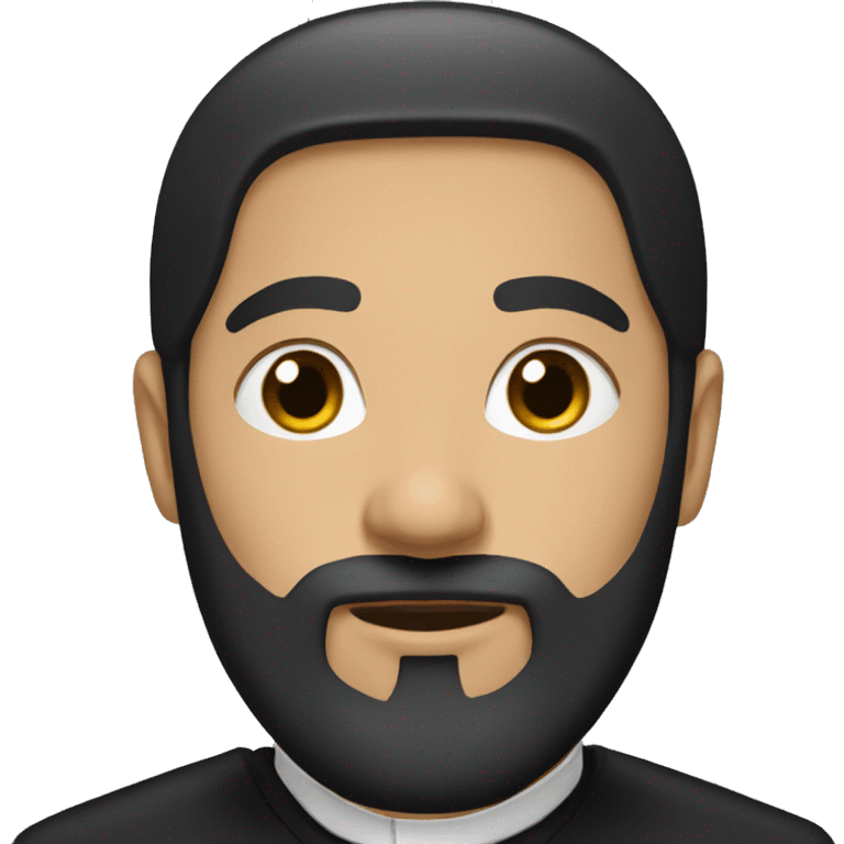 Orthodox priest with black hair, black beard and ponytail  emoji