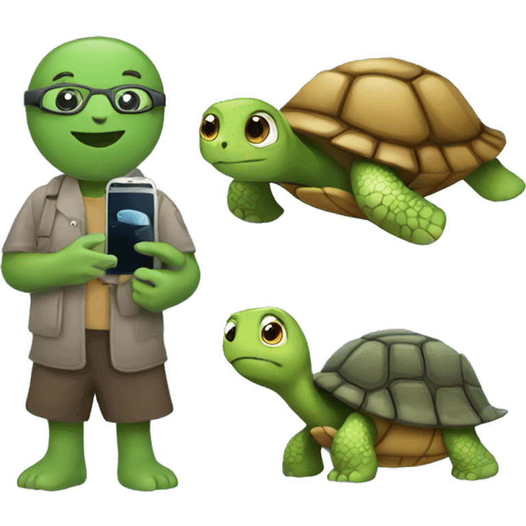 turtle with a turtle with an iPhone emoji