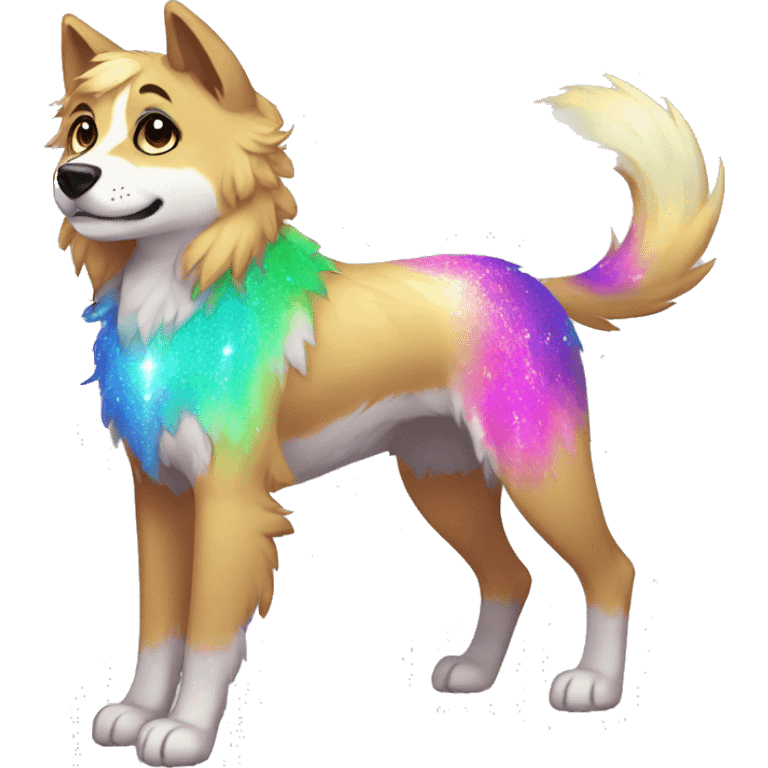 Colorful Sparkle-dog-fursona full body emoji