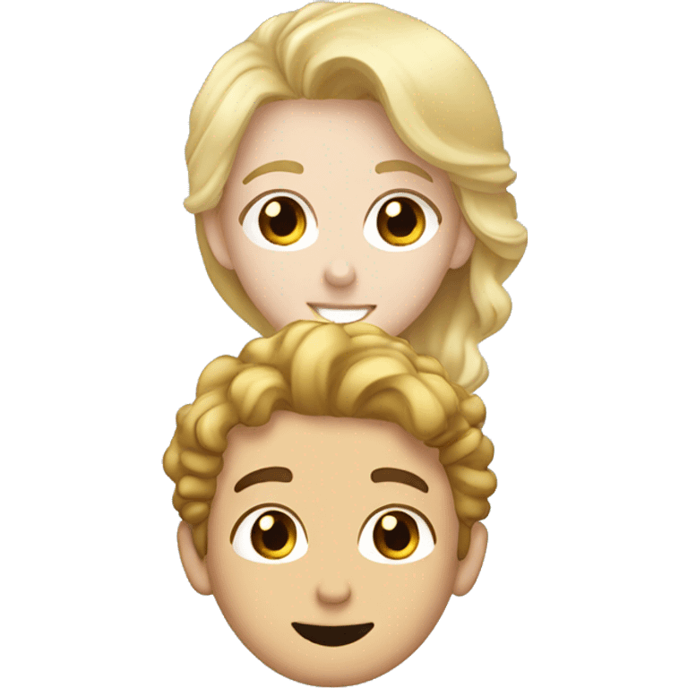 A blonde girl with pale skin kisses a light-skinned brown guy with curly black hair emoji