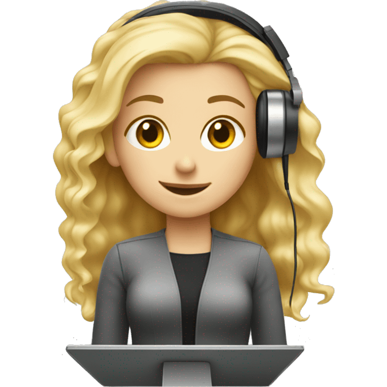 Audio technician blonde girl with an audio desk emoji