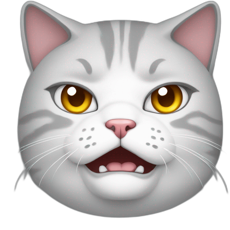 fat light gray and white cat angry face emoji