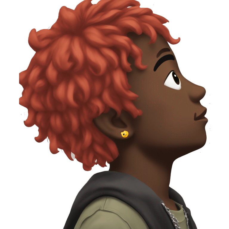 Lil uzi vert with red hair looking up to the sky emoji