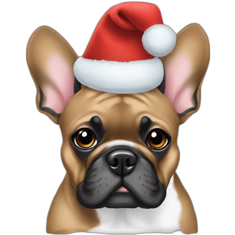 brindle frenchie christmas hat emoji