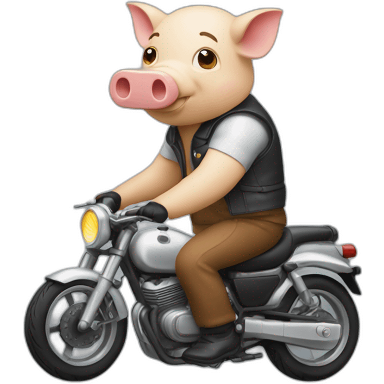 Cochon qui fait de la moto emoji