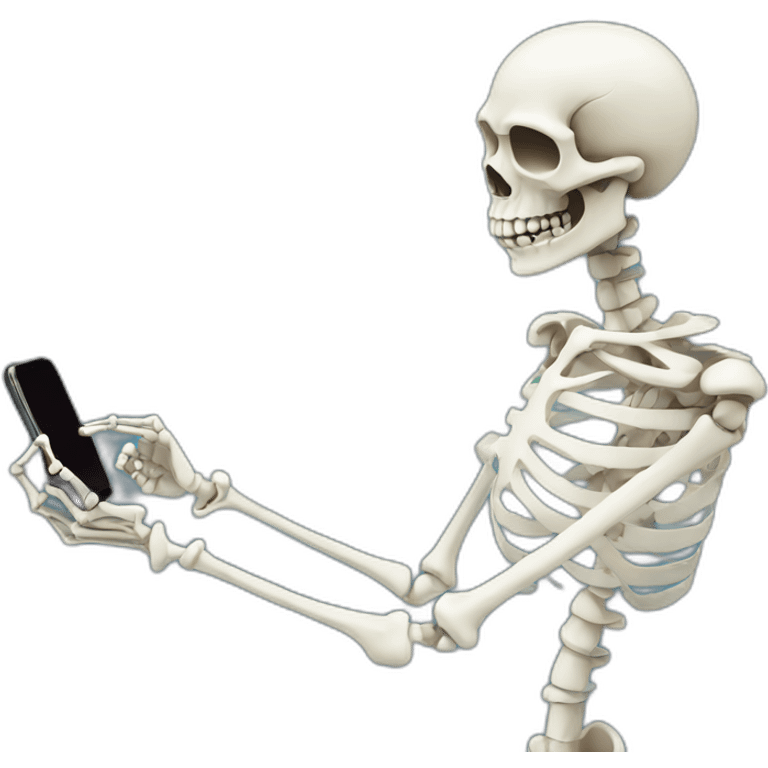 skeleton with a phone for hand emoji