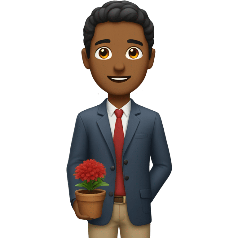 Brown man with a red plant emoji