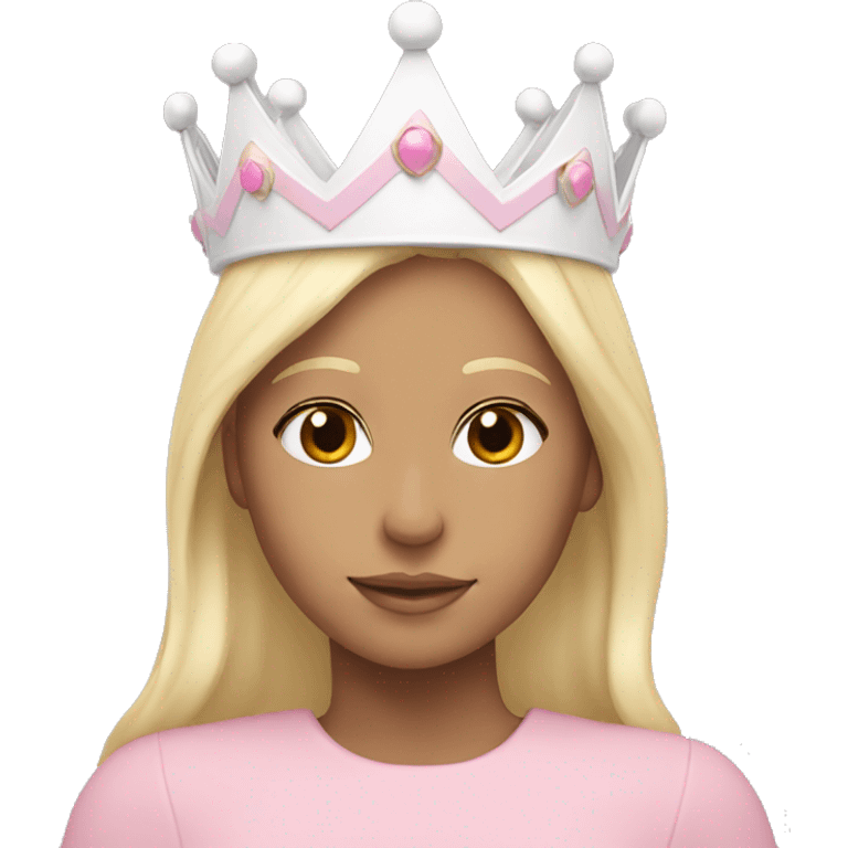 White and pastel pink crown worn by a blonde girl emoji