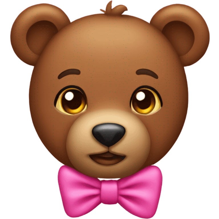 brown teddy with pink bow on ear emoji