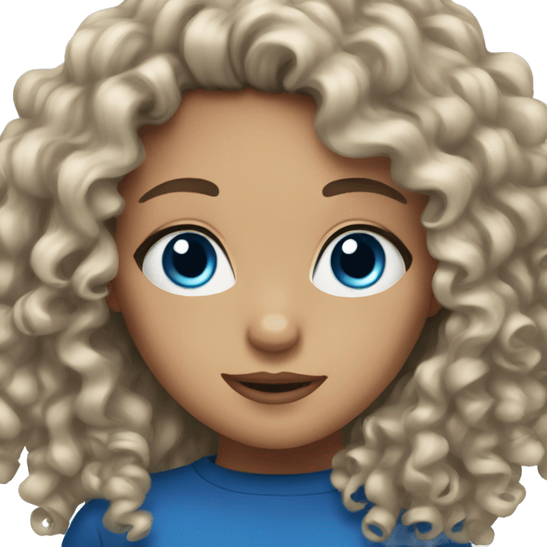 Brunette girl with blue eyes and curly hair emoji