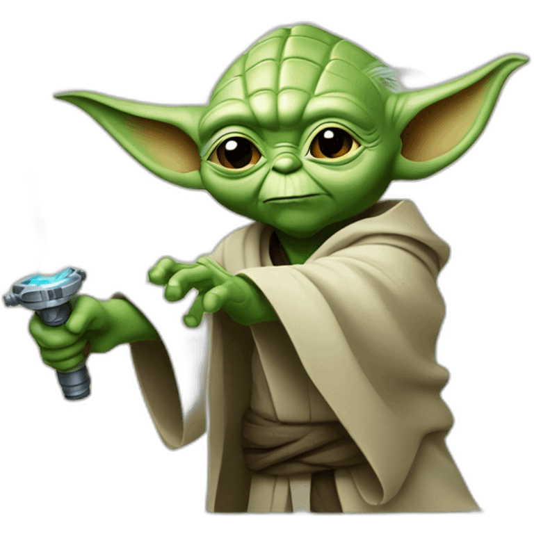 Master Yoda with lasersaber  emoji