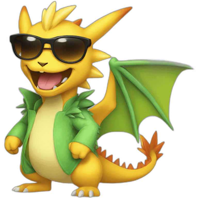 Pokemon dracofeu with sunglasses  emoji