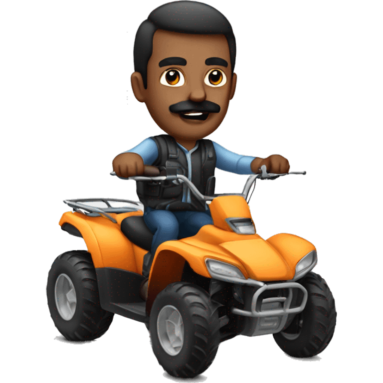 Man with big moustache riding quad bike emoji