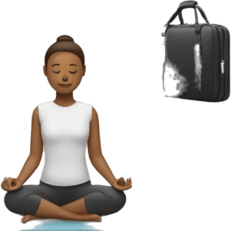 person doing yoga with briefcase next to them emoji