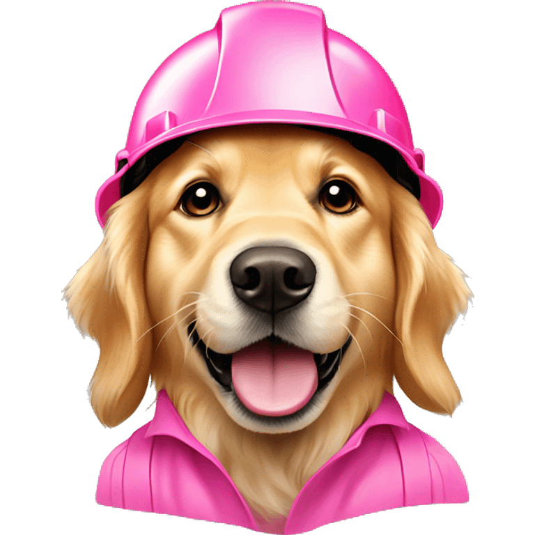 Golden Retriever with pink hard hat that is 48x48 emoji