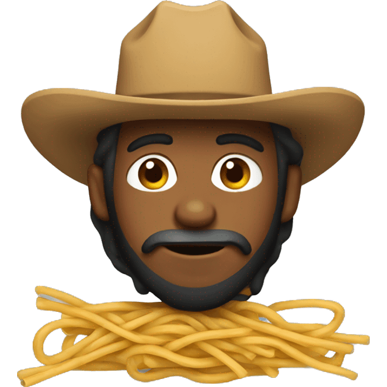 cowboy wearing spaghetti emoji