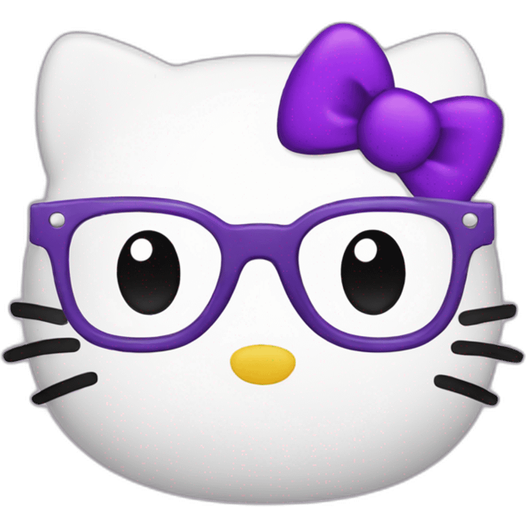 purple hello kitty with glasses emoji