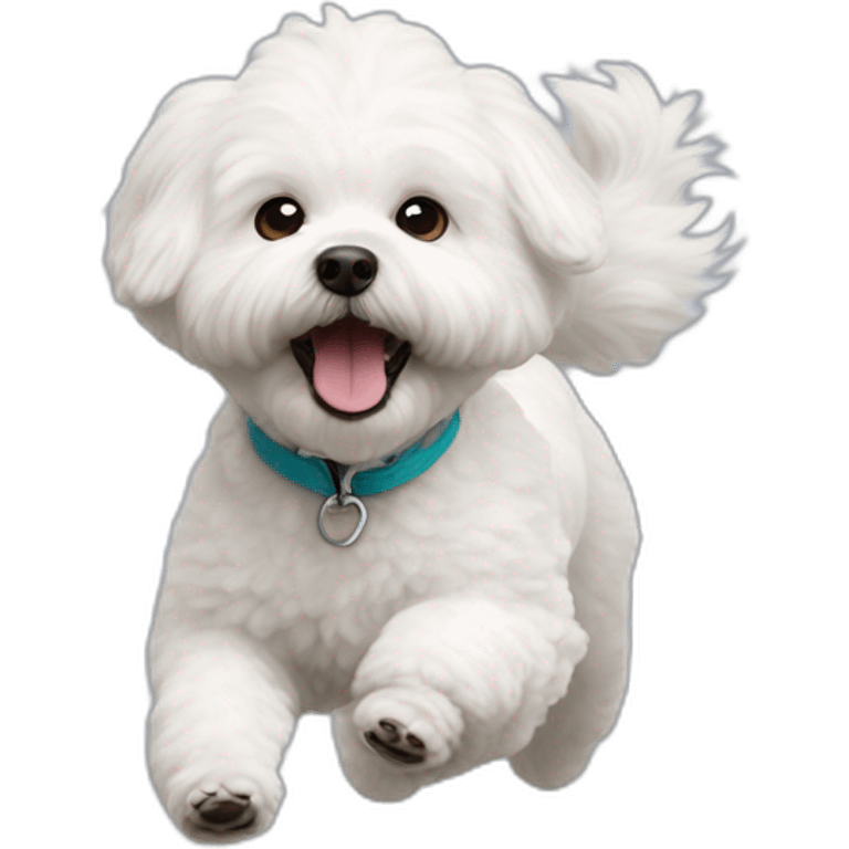 fluffy bichon frise running emoji