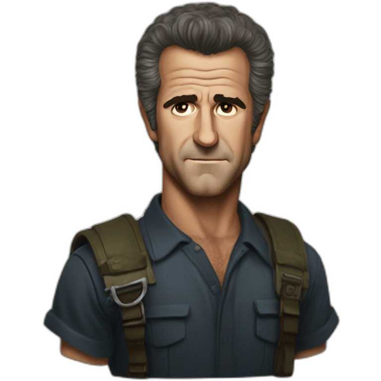 Young Mel Gibson portrait without smile emoji