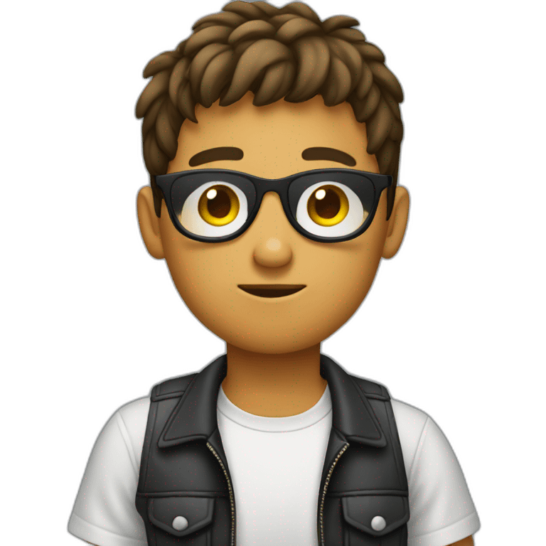 young guy with sunglasses thinking with his hand on his face emoji