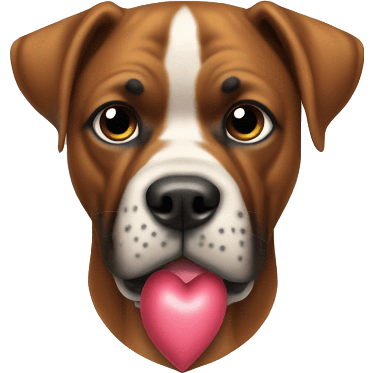 Perro boxer con un corazon emoji